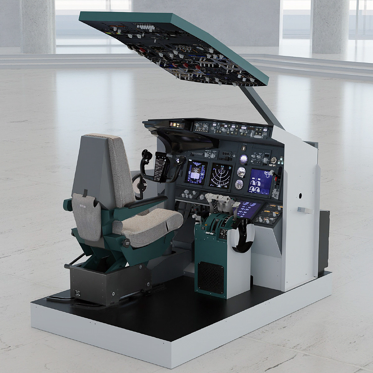 FSC B737NG COCKPIT ONE SEAT COMPACT FULL SETUP RENDER